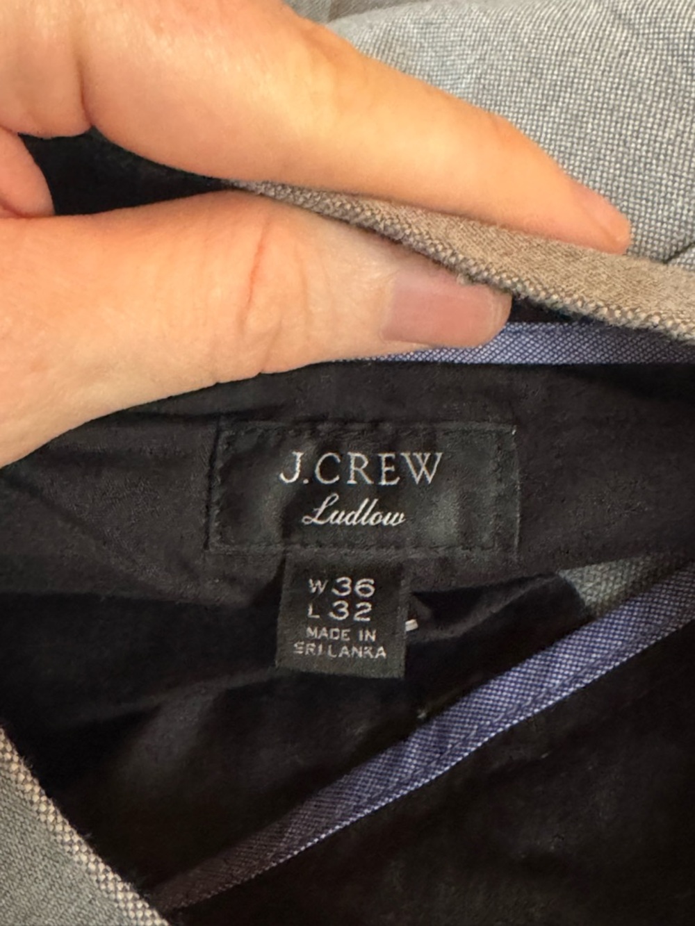 J. Crew Ludlow Trousers in Gray with Navy Accents
